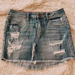 Forever 21 Distressed Blue Denim Skirt